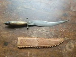 Scorpion Blade Antique Mexican Knife With Bull Horn Handle 1890'S. Fixed Price $250.00.