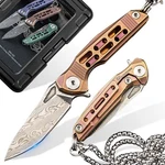 Hx Outdoors Mini Neck Knife, High End Damascus Steel Small Folding Pocket Kni.... Fixed Price $68.64.