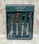 New Lauren Ralph Equestrian Braid Hostess 4 Piece Spreader Knife Set. Fixed Price $159.99.