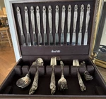 Godinger Olde Copenhagen Silverplate Flatware Set With Chest - Service For 12. Fixed Price $224.99.