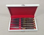 Set Of 6 French Laguiole Handle Steak Knives. Fixed Price $199.00.
