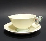 Paragon Yellow & Green Butterfly Handle Teacup Saucer Set Vintage Marked. Fixed Price $199.99.
