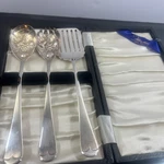 3 Piece William Adams Silverplate Solid Flat Server & Salad Serving Fork Spoon. Fixed Price $24.95.