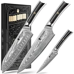 Brodark Damascus Chef Knife 3 Pcs VG10 Steel Full Tang Sharp Professional. Fixed Price $215.00.