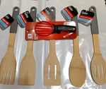 Bamboo Wooden Kitchen Utensils 5 Piece Set Cooking Concepts Rubber Handle. Fixed Price $9.99.