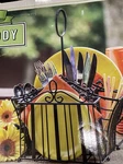 Portable Wrought Iron Utensil Caddy 3 Item Set Flower Napkin Plate Stand. Fixed Price $19.97.