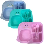 Dinosaur Kids Plate Set With Fork & Spoon Bpa-free Compartment Tray 3 Colors. Fixed Price $13.90.