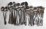 Retroneu Century Stainless Flatware Silverware 44 Piece Soup Spoons Salad Forks. Fixed Price $55.00.