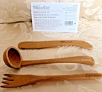 Pampered Chef Bamboo Serving Set #2048 3 Piece Ladle Fork Spreader. Fixed Price $10.00.