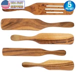 Spurtle Kitchen Cooking Utensil 5PC Set Teak Non Stick Wooden Spatula Spoon. Fixed Price $17.95.
