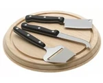 Global Decor Round Wooden Board Cheese Serving Set With 3 Cutting Slicing Knives. Fixed Price $24.79.