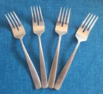 Yamazaki "bolo" Satin Stainless Steel Set Of 4 Salad Forks Vguc. Fixed Price $34.00.