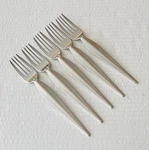 Mepra Inox Stainless 5 Salad Forks Glossy Wide Handle Center Ridge Italy. Fixed Price $26.95.