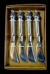 New Set Of 4 Heavy Silvertone Spreader Knives 6 Inch Original Box India. Fixed Price $16.24.
