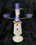Vintage New Creative Enterprises Christmas Metal Snowman Candle Holder 10 1/2. Fixed Price $11.70.