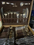 Jean Claude Rosewood And Bronze Cutlery/serving Set 91 Pieces. Fixed Price $195.00.