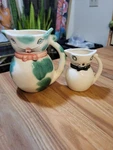 Lipper Mann Cm Cat Creamer 2 Set 1950S Japan Kitten Painted Tail Handle. Fixed Price $28.00.
