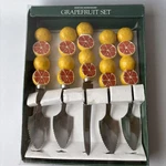 Boston Warehouse 3D Grapefruit Handle Set 4 Spoon 1 Knife Utensil Vtg. Fixed Price $14.99.