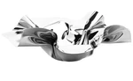 Classic Touch Silver 14" Round Stainless Steel Ruffled Design Serving Bowl. Fixed Price $71.99.