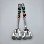 Metal Heart Salad Server 2 Piece Set Wild Eye Designs Twisted Wire Bead. Fixed Price $9.85.