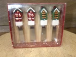 Russ Bonnie Lynn Cottage Christmas Cheese Knives Set Of 4 New Nib. Fixed Price $14.99.