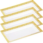 Disposable Serving Trays And Platters Set, Pack Of 4-7.5 X 14 Inches White Pl.... Fixed Price $21.03.