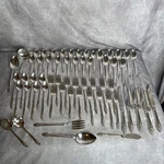 63PC Oneida Community Evening Star Silver Plate Flatware Set Mcm Service For 8+. Fixed Price $111.20.