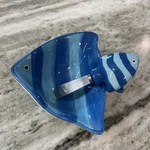 Tropical Fish Dip Bowl With Spreader Blue Ceramic Appetizer Hors Oeuvre Dish. Fixed Price $12.13.