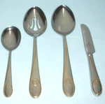 Waterford Ballet Ribbon 4 Pc. Stainless Hostess Set W/golden Swirl New. Fixed Price $54.90.