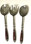 Chefs Bistro 3-PC Serving Set Woodgrain 18/8 Stainless Steel 2 Spoons + Fork. Fixed Price $37.95.
