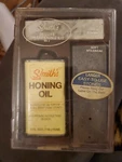 Vintage Smiths Deluxe Blade Knife Sharpening Kit Arkansas Stones Honing Oil. Fixed Price $45.00.