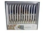 New Set 12 Mikasa Bravo Premium Steak Knives Silverware Lifetime Warranty. Fixed Price $65.00.