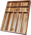 Acacia Wood Silverware Organizer 7 Compartment Kitchen Flatware Cutlery Tray. Fixed Price $25.91.