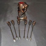 Vintage Rare Merlion (mermaid Lion) Singapore Cocktail Set 6 Mcm. Fixed Price $17.99.