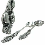 Arthur Court Style Apple Motif Aluminum Salad Server Set Spoon & Fork 11. Fixed Price $49.00.