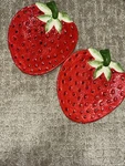 2, 8X7.5 Food Safe Strawberry Plates For Appetizer, Salad Dessert. Fixed Price $50.00.