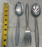 Vintage Japan Aaa Hull Stainless Serving & Slotted Spoon Fork Florence. Fixed Price $25.00.