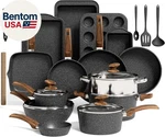 Kitchen Induction Cookware & Bakeware Set - 30 Piece Black Granite Cooking Pans. Fixed Price $364.86.