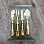 Shiraleah Chicago Galant Cheese Knife Spreader Set Stainless Steel Gold Handles. Fixed Price $12.00.