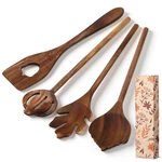 4 Pcs Wooden Spoons Utensils Set 12 Inch Natural Acacia Pumpkin.... Fixed Price $28.39.