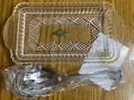 Godinger Dublin Shannon Crystal Relish Tray W/ Stainless Server New Box. Fixed Price $13.47.