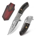 Knovatet Damascus Pocket Knife SHEATH3.35 VG10 Folding Black. Fixed Price $57.84.