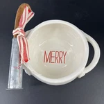 Merry Bowl W/wood Spreader Knife Set Metal Handle Holiday Dips. Fixed Price $19.99.