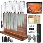 Fullhi 15PCS Japanese Knife Set Magnetic Block Holder Stainless Steel. Fixed Price $194.98.