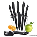 Dearithe Kitchen Knife Set 7 Piece, High Carbon Stainless. Fixed Price $16.02.