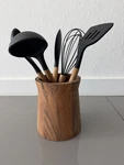 Crate & Barrel Kitchen Wood Holder With Utensils. Fixed Price $59.00.