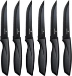 Premium Steak Knives, Set Of 6,BLACK,STAINLESS Steel Knife. Fixed Price $22.83.