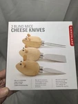 Kikkerland 3 Blind Mice Cheese Knives Stainless Steel Rubber Wood Handle New. Fixed Price $18.00.