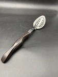 Cutco 17 Kn Brown Handle Stainless Steel Slotted Serving Spoon Kitchen Utensil. Fixed Price $15.99.