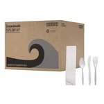 Boardwalk Four-piece Cutlery Kit, Fork/knife/napkin/spoon, Plastic, 500/CARTON. Fixed Price $27.98.